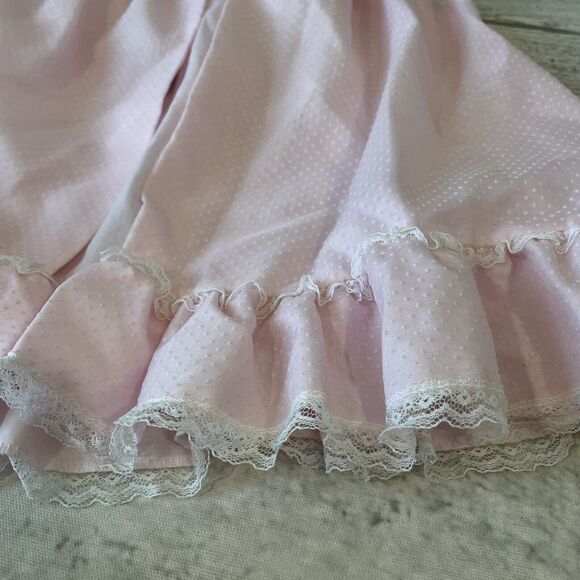 Baby Bliss Pink Dress Swiss Dot Ruffle Apron Tie Bloomers Set Sz XL 60’s Girl - Picture 6 of 9
